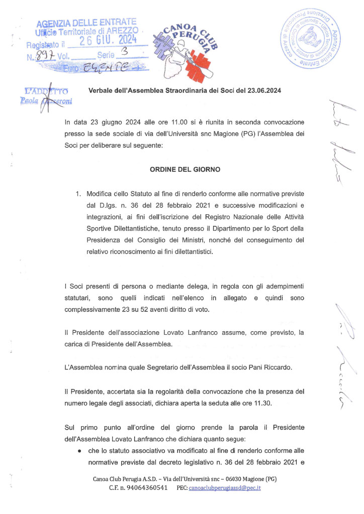 Statuto Associativo Canoa Club Perugia